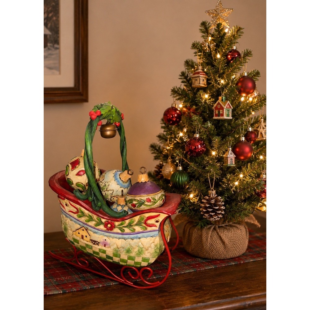 Jim‎ Shore Heartwood Creek "Sleigh Bells Ring" 2007 Christmas 5 Ornaments